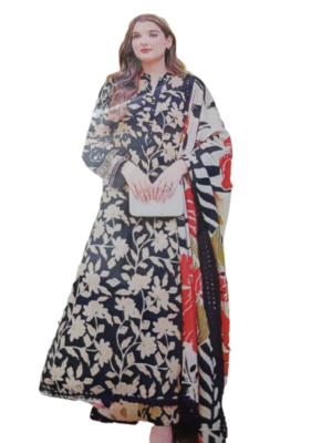 Aneela's 3-PC Premium Embroidered Lawn (Blue) D-5090