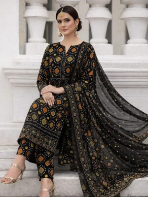 Aneela's 3-PC Premium Embroidered Lawn (Chunri) D-6052