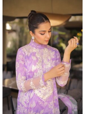 Aneela's 3-PC Premium Embroidered Lawn (Light Purple) D-667