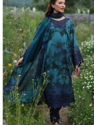 BAROQUE 3-PC Premium Digital Lawn Collection (D-6046) - Blue&Green Mixed Color