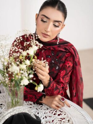 Maria B. 3-PC Premium Embroidered Lawn (Red) D-5050R