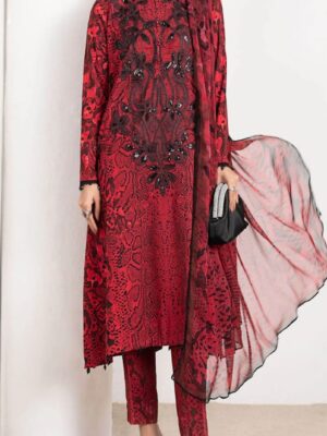 Maria B. 3-PC Premium Embroidered Lawn (Red) D-5050R3