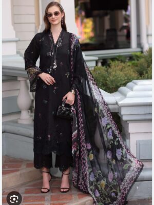 Maria B. 3-PC Signature Lawn Full Embroidered Silk Dupatta D-4207