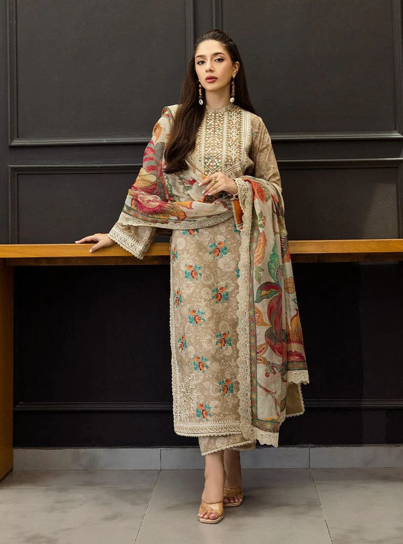 Zainab Chottani Embroidery Lawn - 3-PC (Replica) - Brown