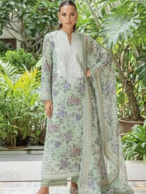 Zainab Chottani Embroidery Lawn - 3-PC (Replica) - Pista Color (D-6043)