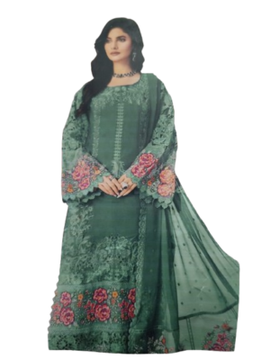 Zarmeen Emaan 3-PC Premium Lawn (ZE-717) - Green Color