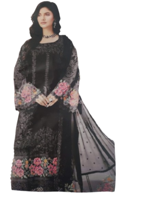 Zarmeen Emaan 3-PC Premium Lawn (ZE-717) - Black Color