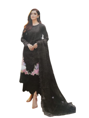 Zarmeen Emaan 3-PC Premium Lawn (ZE-750) - Black Color