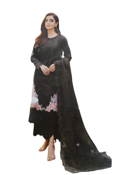 Zarmeen Emaan 3-PC Premium Lawn (ZE-750) - Black Color