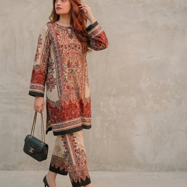 2PC Women’s Co-ord Set – Brown Floral Block Print