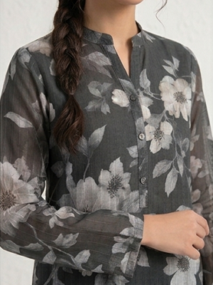 Bana Dora Unstitched 2pc Lawn Suit – Charcoal Midnight Floral-01