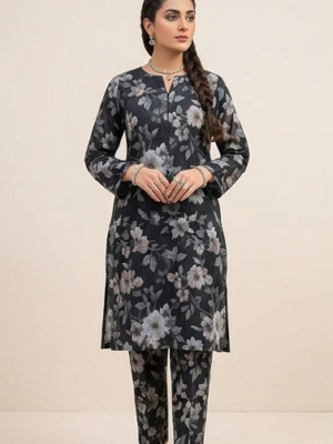 Bana Dora Unstitched 2pc Lawn Suit – Charcoal Midnight Floral