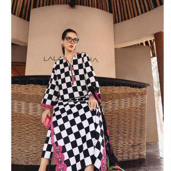 Maria B. Luxury Unstitched 3pc Lawn Suit – Checkerboard Fusion Collection D-6103-B