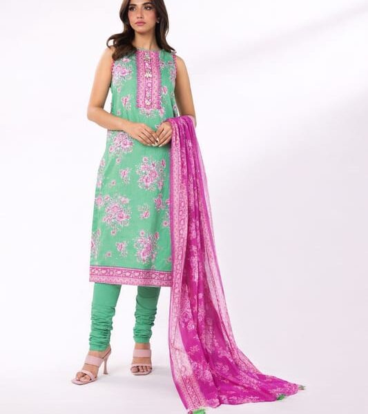 Alkaram Studio Women’s Unstitched 3PC Bana Dora Lawn Suit – Factory Outlet Sale - GREEN (SS-35-1-25-1)