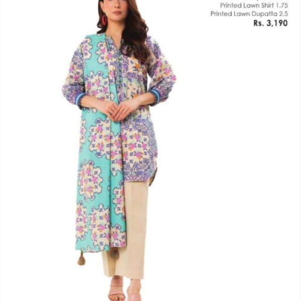 Alkaram Studio Women’s Unstitched 3PC Bana Dora Lawn Suit – Factory Outlet Sale - BEIGE (SS-65-25-2)