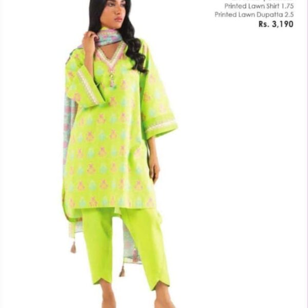 Alkaram Studio Women’s Unstitched 3PC Bana Dora Lawn Suit – Factory Outlet Sale - GREEN (SS-66-1-25-2)