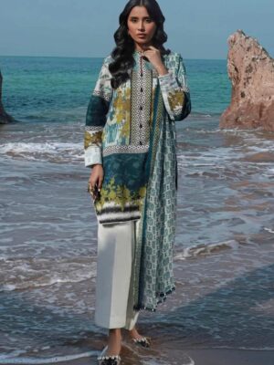 Sana Safinaz Women’s Unstitched 2PC Summer Suit - SEA BLUE