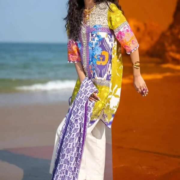 Sana Safinaz Women’s Unstitched 2PC Summer Suit - YELLOW MULTI
