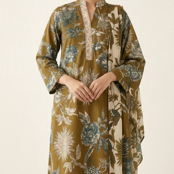 Sana Safinaz Women’s Unstitched 2PC Summer Suit - CHOCO