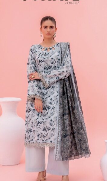 S25D18 – SOHAYE by Diner’s Women’s Unstitched 3PC Lawn Suit – Factory Outlet Collection