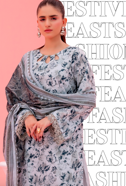 S25D21 – SOHAYE by Diner’s Women’s Unstitched 3PC Doriya Lawn Suit – Factory Outlet Collection