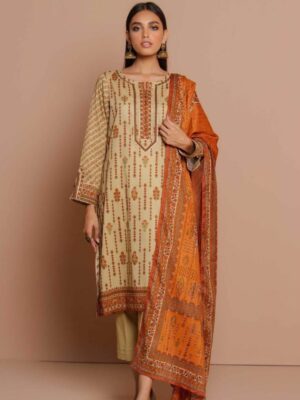 Zeen Women’s Unstitched 3PC Doria Lawn Suit – Factory Outlet Sale - WFM31518