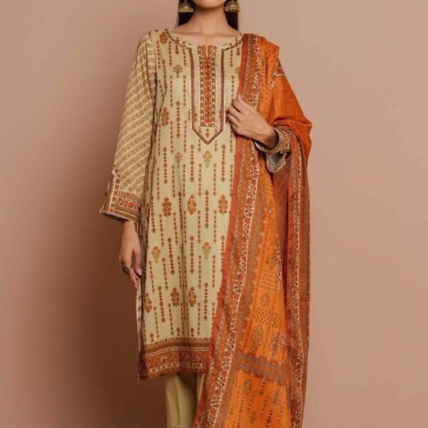 Zeen Women’s Unstitched 3PC Doria Lawn Suit – Factory Outlet Sale - WFM31518