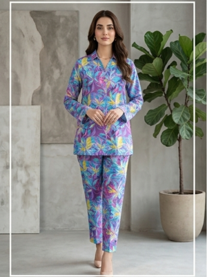 Premium Unstitched 2pc Lawn Suit – Multi Floral Pattern All-Over Print