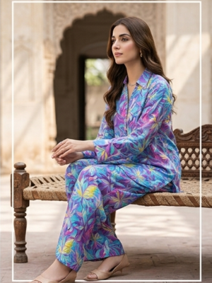 2pc Premium Lawn Suit Blue Multi Colors copy 3
