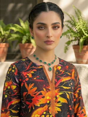 Premium Unstitched 2pc Lawn Suit – Jungle Flames All-Over Print