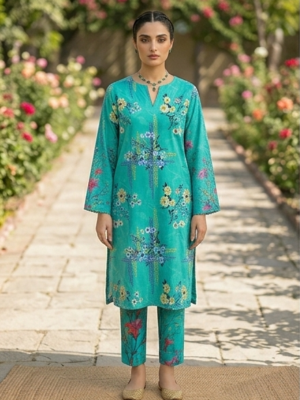 2pc premium lawn suit green bushes copy 2