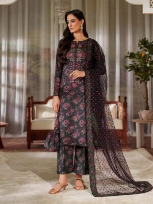 IZNIK Premium Embroidery Lawn with Organza Dupatta (D-10)