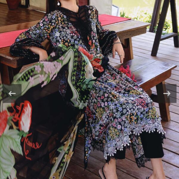 Maria B Embroidered Lawn Suit with Printed Chiffon Dupatta 3PC
